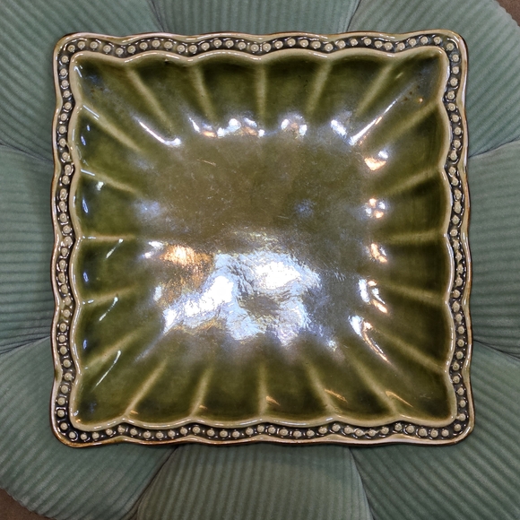 Roscher Hobnail Forest Green Square Salad Plate 8x8 | Like New w/ Tags - Picture 2 of 8
